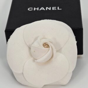 Chanel white Camelia brooch fabric flower 3 inch classic design