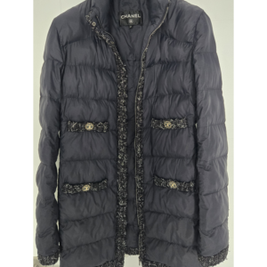 Chanel 2018 2019 black puffer coat runway look 71 quilted jacket with logo hardware