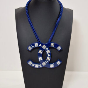 Chanel B19C La Pausa XL Blue Crystal CC Rope Necklace