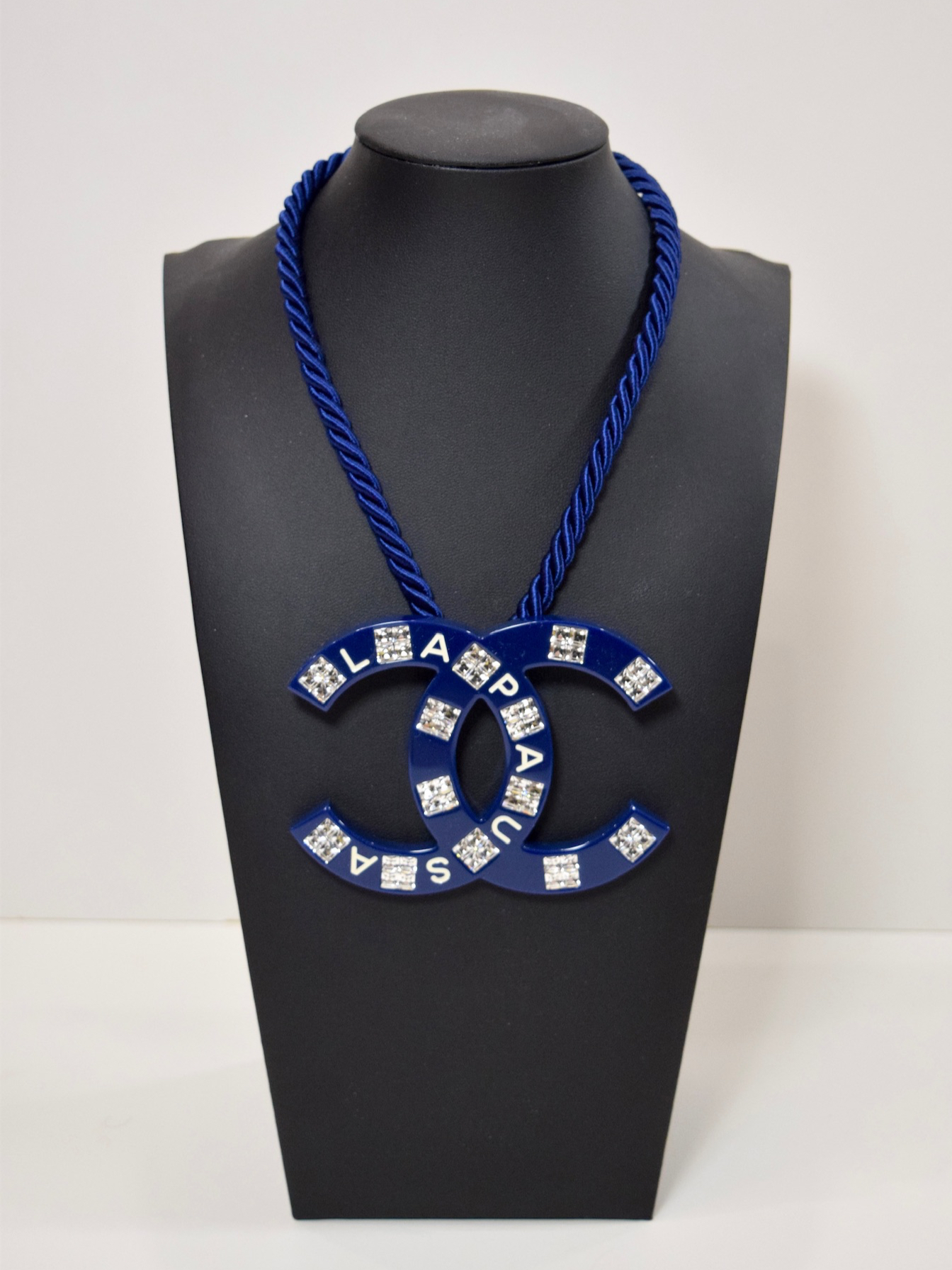 Chanel B19C La Pausa XL Blue Crystal CC Rope Necklace