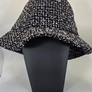 Chanel black white tweed bucket hat 23P CC logo size M runs small