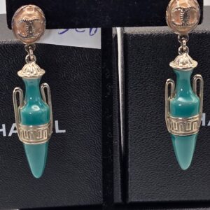 Chanel Paris Greece 2018C urn shaped turquoise drop earrings 2.25 inch