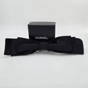 Chanel black silk hair bow barrette oversized luxury hair accessory 20K