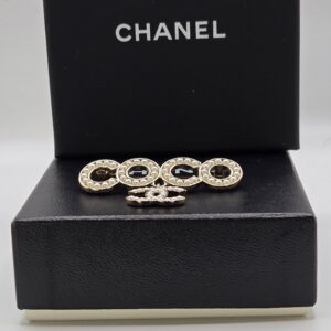 Chanel 21S faux pearl coco brooch light gold hardware 2.25 inch