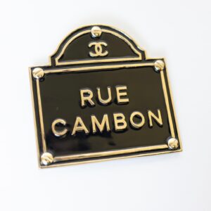 Chanel B15S Rue Cambon Black and Gold Large Brooch – 2.25"