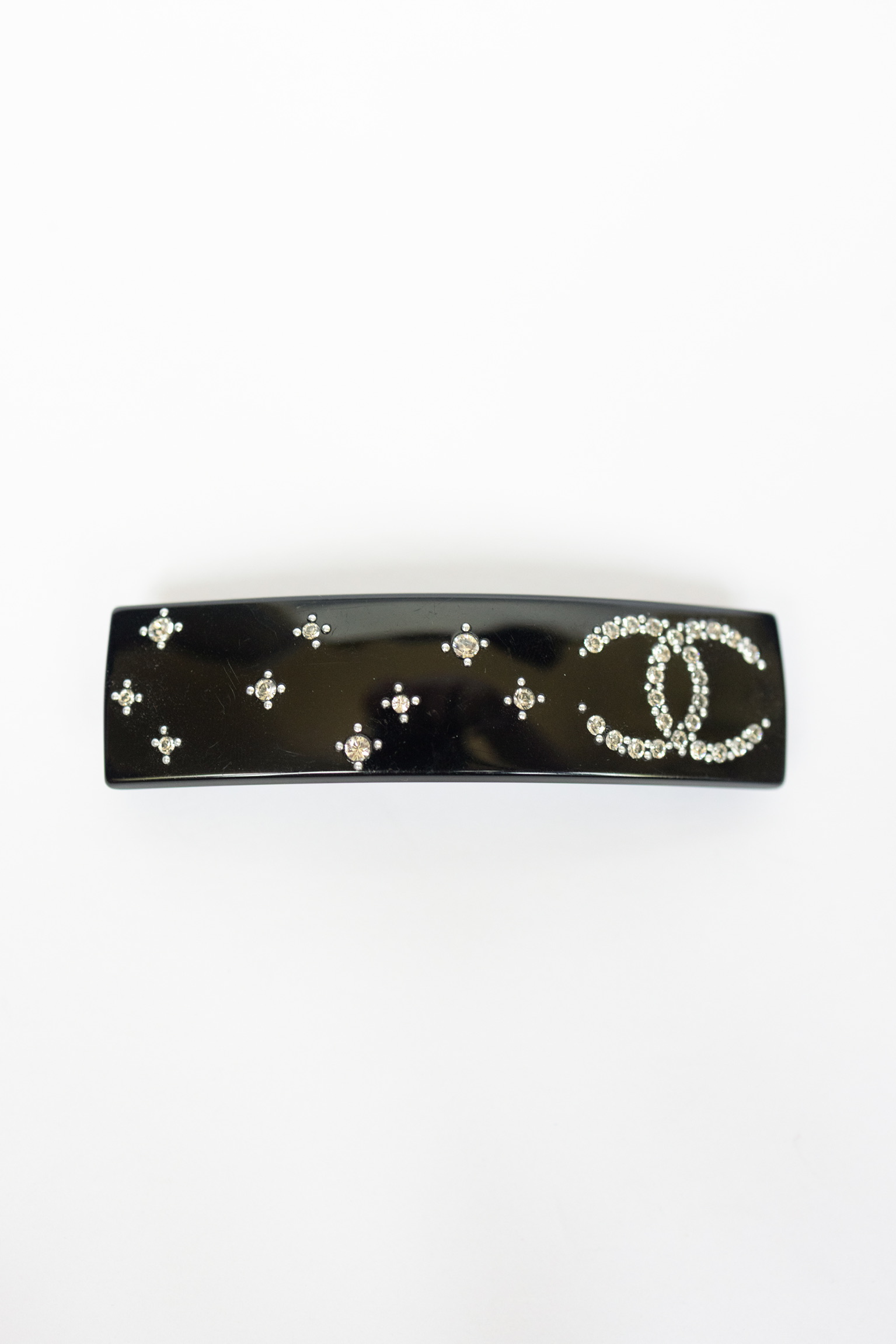 Chanel 09C Black Crystal CC Hair Barrette – 3.5"