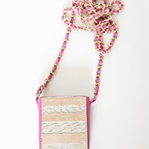 Vintage Chanel 00P Pink Leather and Pony Hair Mini Crossbody Necklace Bag