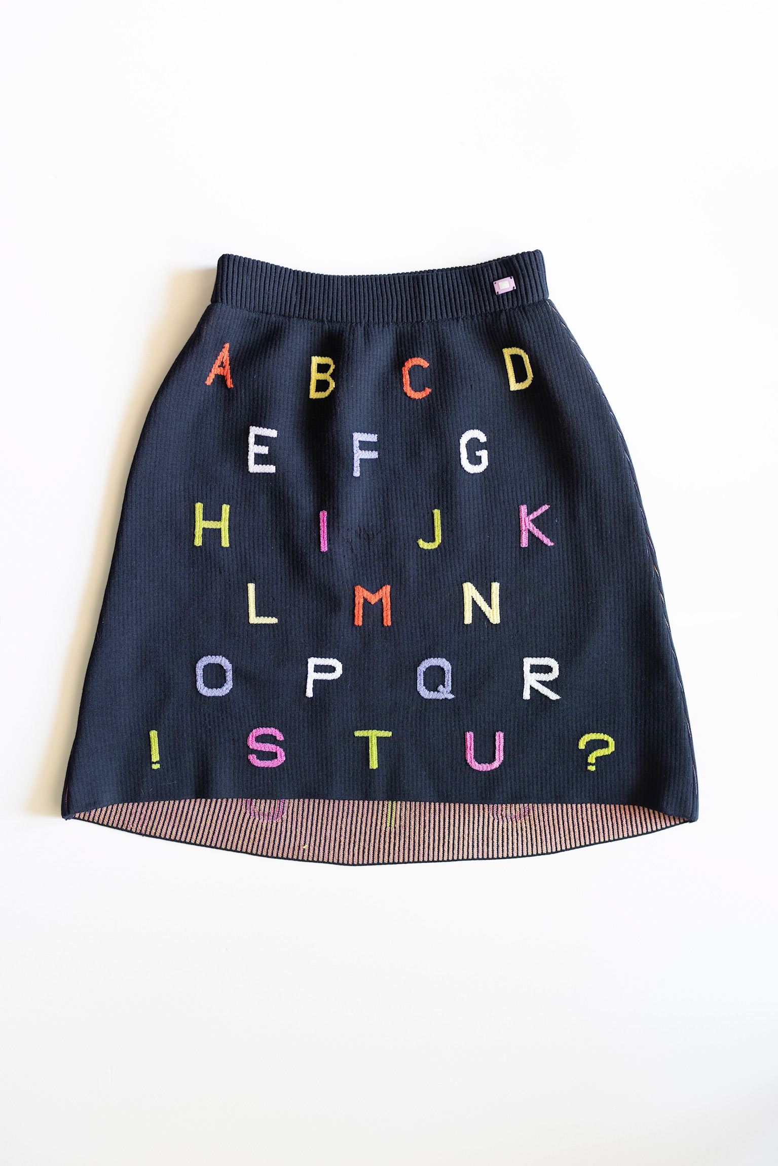 Chanel 01A Black Multicolor Alphabet Knit Skirt – Size 40