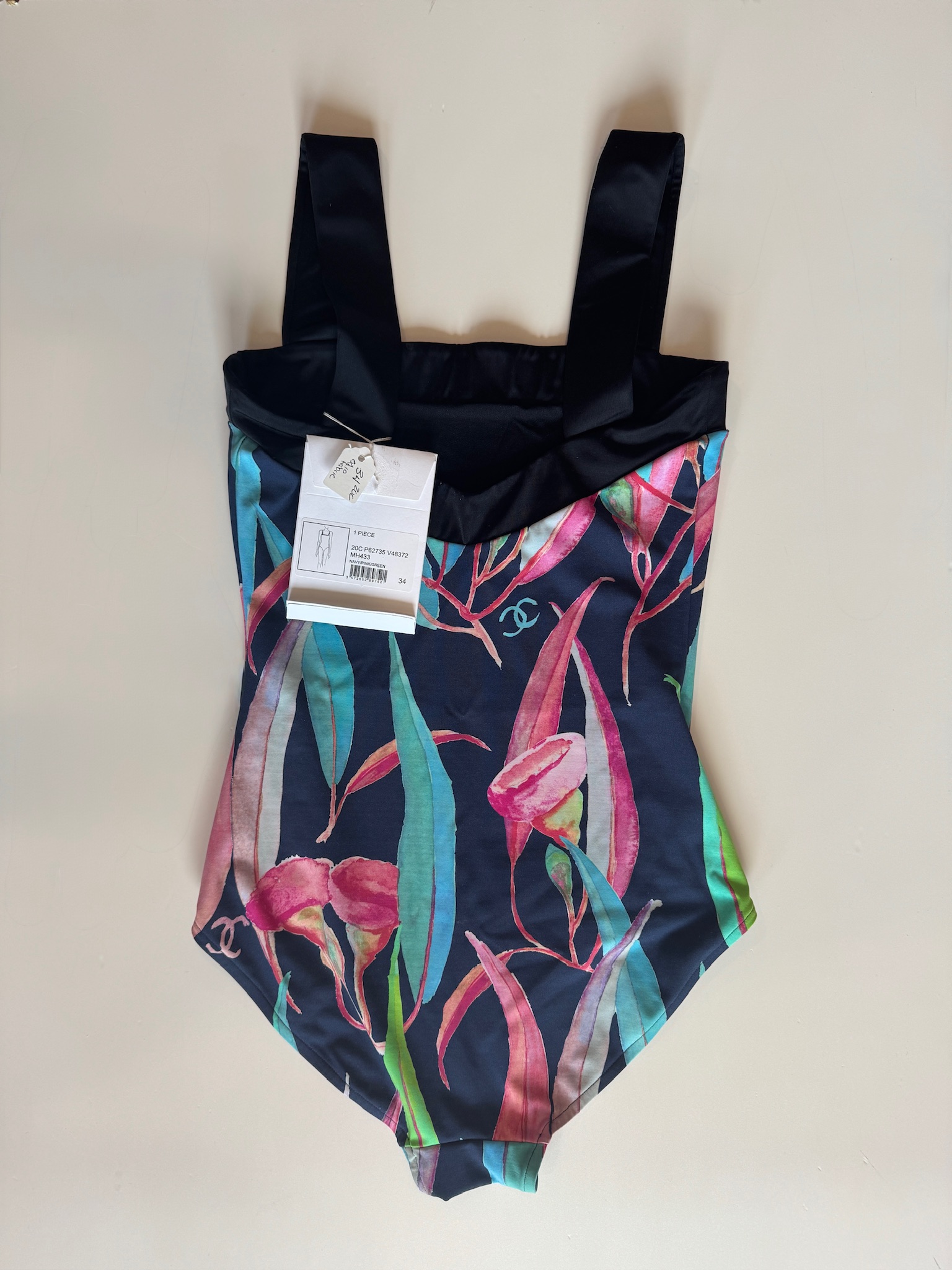 Chanel 20C Tropical Floral One-Piece Swimsuit/Body Suit NWT – Size 34
