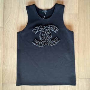 Chanel Black CC Ruffle Tank